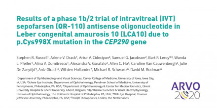 Results Of A Phase 1b 2 Trial Of Intravitreal Ivt Sepofarsen Qr 110 Antisense Oligonucleotide In Leber Congenital Amaurosis 10 Lca10 Due To P Cys998x Mutation In The Cep290 Gene Proqr Therapeutics
