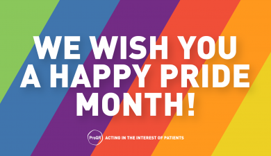 Rainbow image with text We Wish You A Happy Pride Month!
