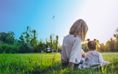 Mother and daugther in a field