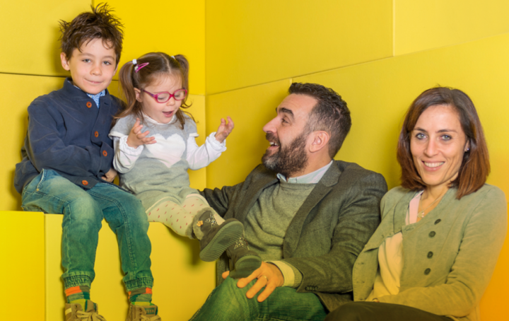 A photo of Cristian, Silvia and their kids Edoardo and Beatrice. Beatrice has Lber congenital amaurosis 10