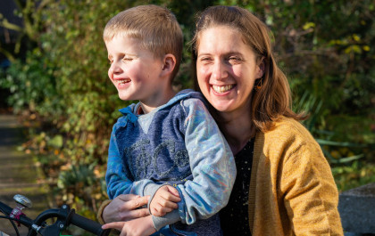Laura and her son Enzo, who is blind due to Leber congenital amaurosis