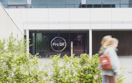 In front of the entrance of the ProQR office