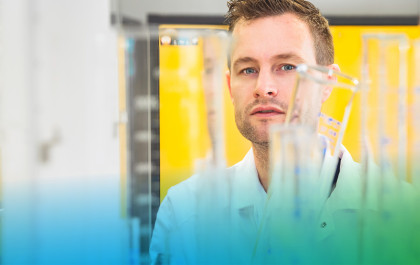 Male scientist working in the lab