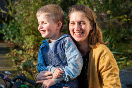 Laura and her son Enzo, who is blind due to Leber congenital amaurosis