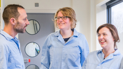 Three ProQRians working in the company's Leiden laboratories