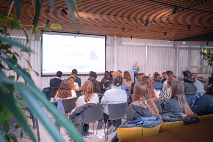 Leiden students being presented to in the ProQR main hall