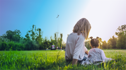 Mother and daugther in a field