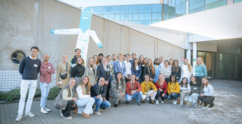 A group of students outside the ProQR office