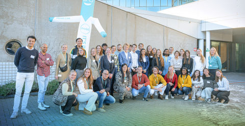 A group of students outside the ProQR office