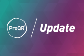 ProQR logo on the left. The word update on the right.