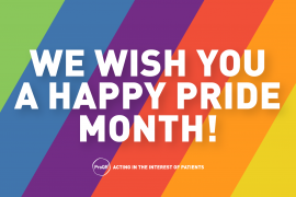 Rainbow image with text We Wish You A Happy Pride Month!