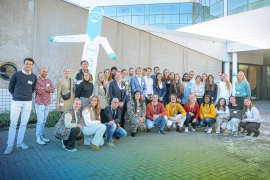 A group of students outside the ProQR office