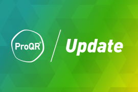 ProQR logo on the left. The word update on the right.