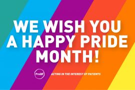 Rainbow image with text We Wish You A Happy Pride Month!