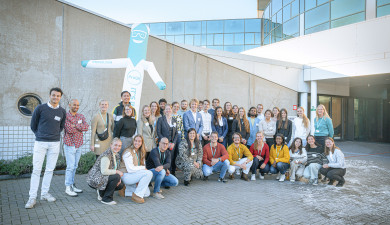 A group of students outside the ProQR office