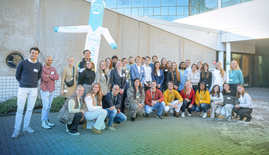 A group of students outside the ProQR office