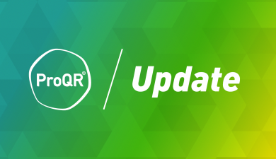 ProQR logo on the left. The word update on the right.