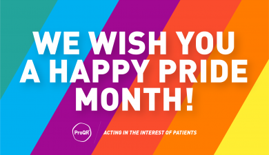 Rainbow image with text We Wish You A Happy Pride Month!